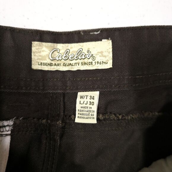 Brown Heavy Canvas Work Pants Mens 34x30 Cabelas Cotton Cargo Painters Utility - Picture 13 of 16